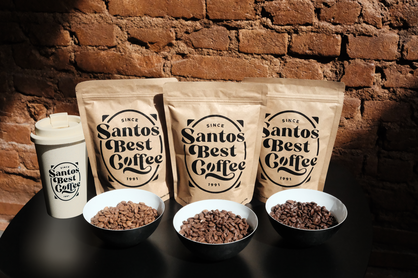 Kit degustação café em grãos com copo de fibra de bambu