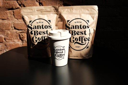 Presente Dia das Mães – 2 Cafés Especiais  Arábica+ Copo de Fibra de Bambu | Santos Best Coffee